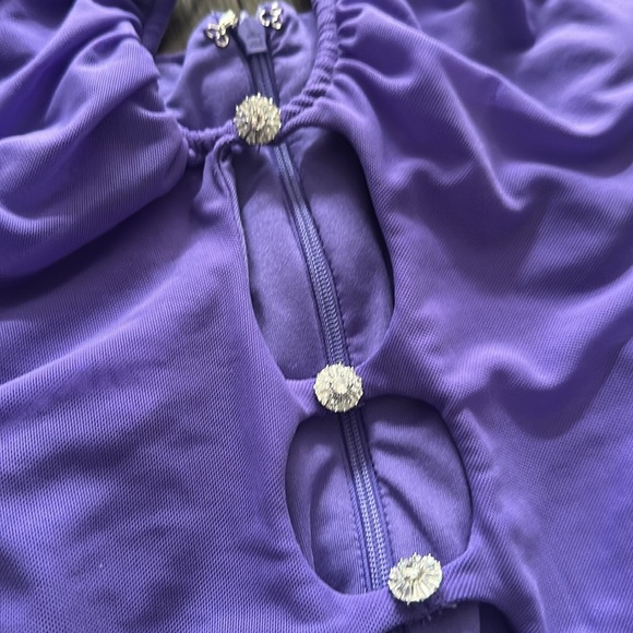 Oh Polly Purple Rouched Longsleeve Mini Dress - Picture 4 of 6